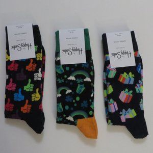 NWT Happy Socks Men Women Unisex Adults 3-Pack Mix Color - V2
